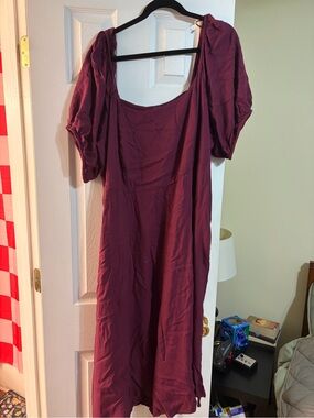 Old Navy Plum Puff Sleeve Midi Dress